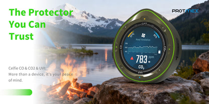 Protmex 5 in 1 Portable Multifunctional Carbon Monoxide CO2 Detector Air Quality Meter Temperature Humidity Meter with Touch Screen UV Radiation Flashlight