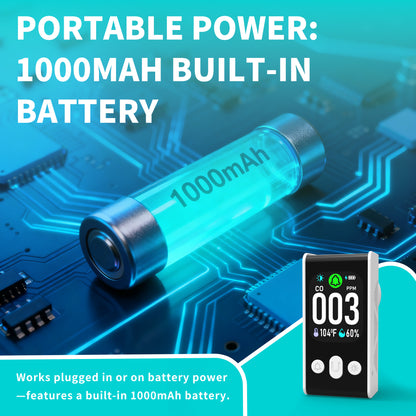 Protmex Carbon Monoxide Detector, 3-in-1 Plug-in CO Alarm with Temperature & Humidity Monitor, Smart Air Quality Monitor with Digital Display, Dual Alert, Back-Up Battery for Home, Bedroom, RV