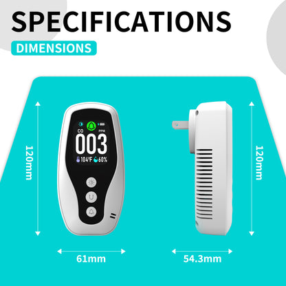 Protmex 3 in 1 Carbon Monoxide Detector and Temperature Humidity Monitor - Socket-Type Plug-in Alarm with Dual Power Modes & Flame Retardant, for Home, Bedroom, Office Safety