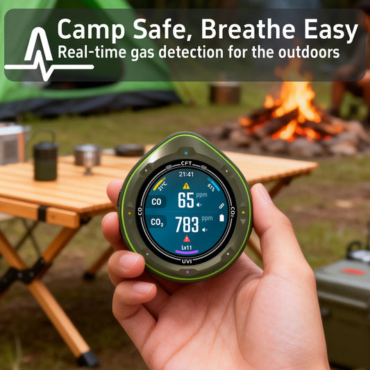 Protmex 5 in 1 Wireless Touchscreen Portable Multifunctional Carbon Monoxide CO2 Detectors Air Quality Meter Temperature Humidity Meter UV Radiation Flashlight with App