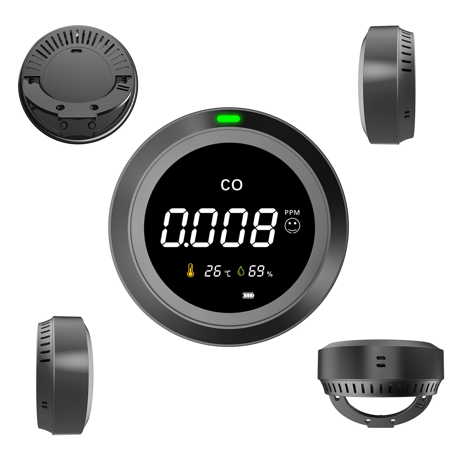 Protmex 3 in 1 Portable Carbon Monoxide Detectors, Travel CO Monitors RV Carbon Monoxide Detector Alarm Temp/Humidity Sensor, Rechargeable Real-Time Travel CO Monitor 120HR Standby