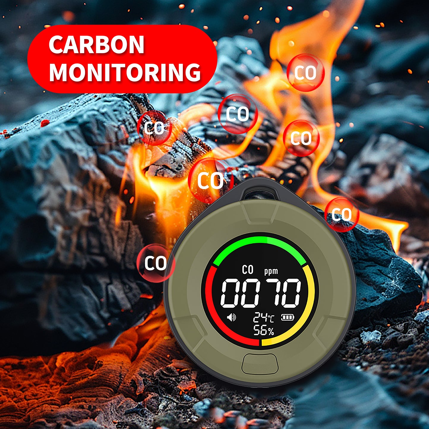 Protmex Portable Carbon Monoxide Detector, 3-in-1 CO Monitor with Temp/Humidity Sensor, 120HR Rechargeable Battery for Travel, RV, Home