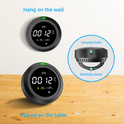 Protmex 3 in 1 Portable Carbon Monoxide Detectors, Travel CO Monitors RV Carbon Monoxide Detector Alarm Temp/Humidity Sensor, Rechargeable Real-Time Travel CO Monitor 120HR Standby