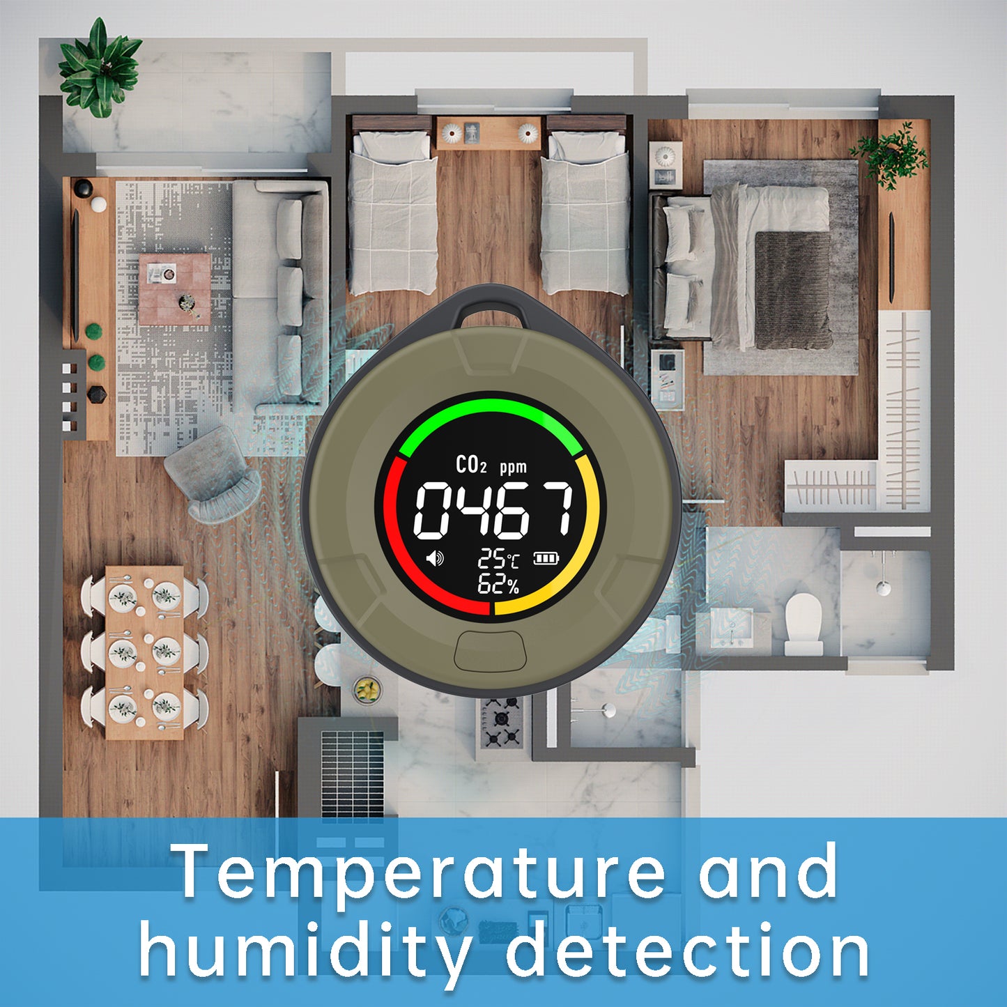 Protmex 4 in 1 Portable Carbon Monoxide Detector, Professional Rechargeable CO CO2 Detector Meter Air Quality Monitor with Magnetic Suction, RV Carbon Dioxide Detector Alarm Temp/Humidity Sensor