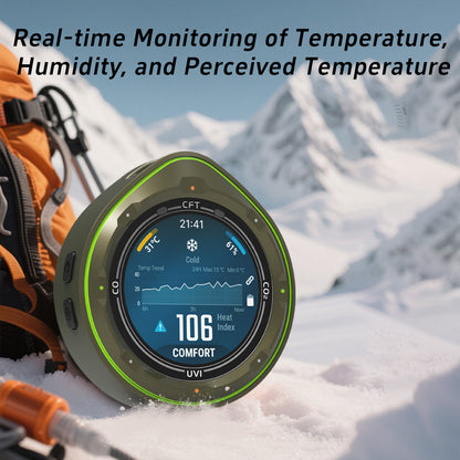 Protmex 5 in 1 Wireless Touchscreen Portable Multifunctional Carbon Monoxide CO2 Detectors Air Quality Meter Temperature Humidity Meter UV Radiation Flashlight with App